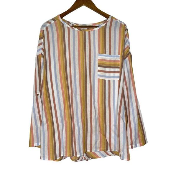 Soft Surrounding Striped Long Sleeve Beach Shirt Size Medium Women’s - Picture 1 of 10
